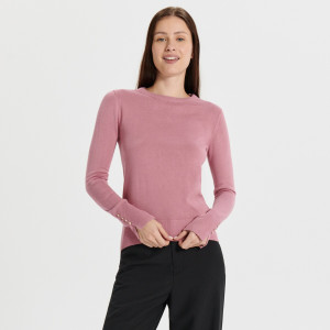 Sinsay - Sweter z ozdobnymi guzikami - Różowy - damski - 4769F-39X