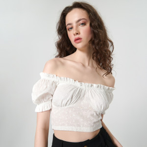Sinsay - Crop top ażurowy - Biały - damski - 4787F-00X