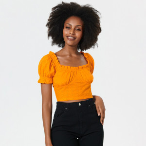 Sinsay - Crop top ażurowy - Pomarańczowy - damski - 4787F-20X