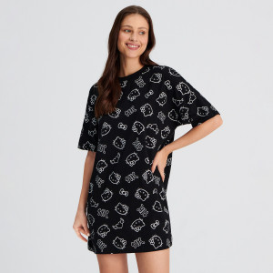 Sinsay - Koszula nocna Hello Kitty - Czarny - damski - 4832K-99X