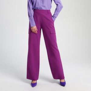 Sinsay - Spodnie cargo - Fioletowy - damski - 4877T-48X