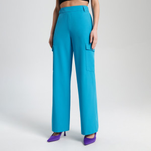 Sinsay - Spodnie cargo - Niebieski - damski - 4877T-55X