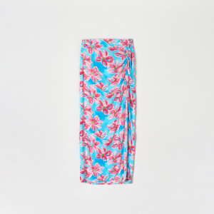 Sinsay - Spódnica midi z rozcięciem - Turkusowy - damski - 4879F-06X