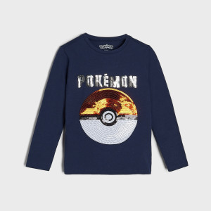 Sinsay - Koszulka z cekinami Pokémon - Granatowy - chłopiec - 4881J-59X