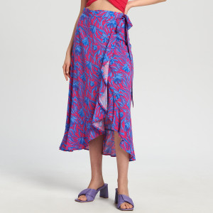 Sinsay - Spódnica midi z wiązaniem - Różowy - damski - 4883F-43X