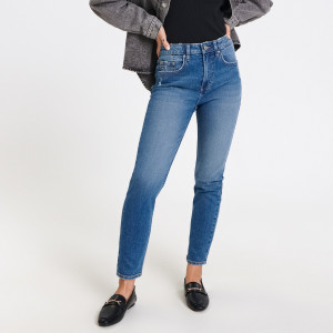 Sinsay - Jeans im Straight-Fit mit mittlerer Leibhöhe - Blau - damen - 5083X-55J