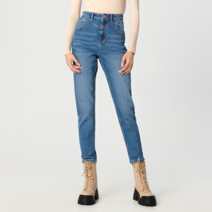 Sinsay - Jeansy mom high waist - Niebieski - damski - 5091X-55J