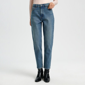 Sinsay - Jeansy mom high waist - Turkusowy - damski - 5093X-65J