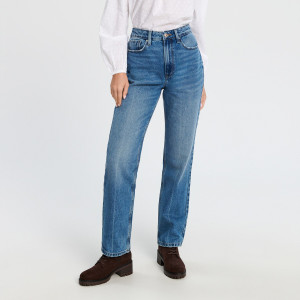 Sinsay - Jeansy straight high waist - Niebieski - damski - 5095X-55J