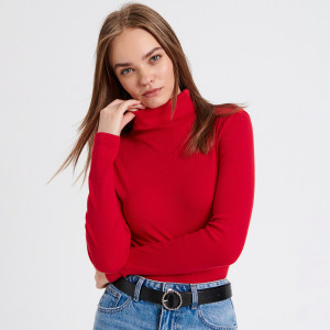 Sinsay - Koszulka z golfem - Czerwony - damski - 5140X-33X