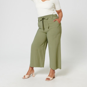 Sinsay - Spodnie tkaninowe - Khaki - damski - 5142F-79X