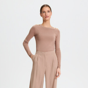Sinsay - Pullover mit dekorativen Knöpfen - Beige - damen - 5157O-08X