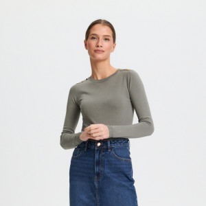 Sinsay - Sweter z ozdobnymi guzikami - Zielony - damski - 5157O-81X