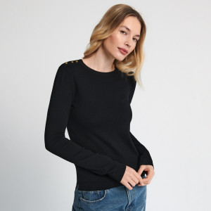 Sinsay - Sweter z ozdobnymi guzikami - Czarny - damski - 5157O-99X