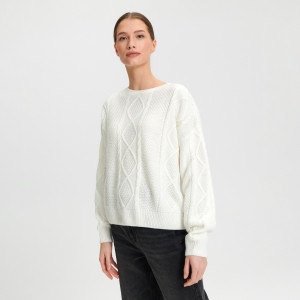 Sinsay - Maglione con maglia decorativa - Avorio - Da donna - 5159O-01X