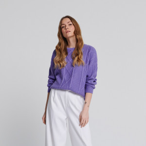 Sinsay - Maglione con maglia decorativa - Rosa - Da donna - 5159O-40X