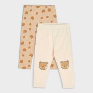 Sinsay - Legginsy 2 pack - Kremowy - chłopiec - 5284C-02X