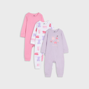Sinsay - Pajacyki 3 pack - Fioletowy - dziewczynka - 5314Z-04X