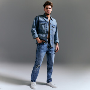 Sinsay - Jeansy loose - Niebieski - męski - 5328F-50J
