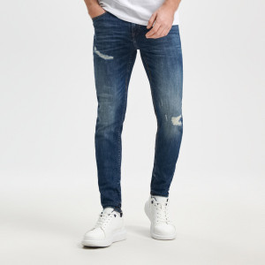 Sinsay - Jeansy skinny - Granatowy - męski - 5331F-59J