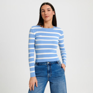 Sinsay - Sweter w paski - Niebieski - damski - 5357F-05X