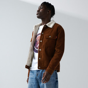 Sinsay - Kurtka sherpa - Brązowy - męski - 5377F-82X