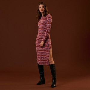 Sinsay - Sukienka midi ze wzorem - Wielobarwny - damski - 5435F-MLC