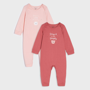 Sinsay - Pajacyki 2 pack - Różowy - dziewczynka - 5543R-31X