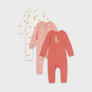 Sinsay - Pajacyki 3 pack - Różowy - dziewczynka - 5554R-30X