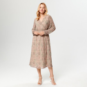 Sinsay - Gemustertes Midikleid - Beige - damen - 5585W-08X