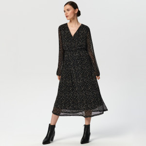Sinsay - Sukienka midi ze wzorem - Wielobarwny - damski - 5585W-MLC