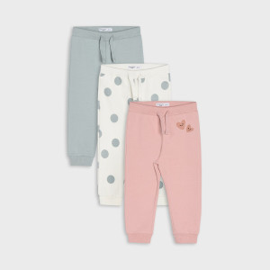 Sinsay - Spodnie dresowe jogger 3 pack - Kremowy - dziewczynka - 5683R-01X