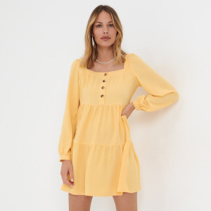 Sinsay - Sukienka mini babydoll - Beżowy - damski - 5823J-12X