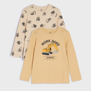 Sinsay - Koszulki 2 pack - Beżowy - chłopiec - 5919R-08X