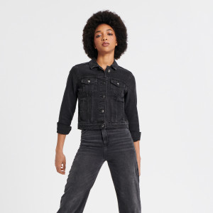 Sinsay - Kurtka jeansowa - Czarny - damski - 5984J-99J