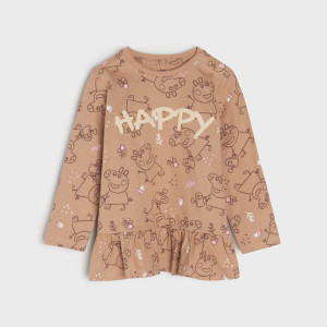 Sinsay - Koszulka Świnka Peppa - Brązowy - dziewczynka - 6004R-84X