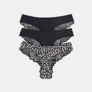 Sinsay - Majtki stringi 3 pack - Czarny - damski - 6008U-99X