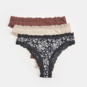 Sinsay - Confezione da 3 paia di slip alla brasiliana - Nero - Da donna - 6009U-99X