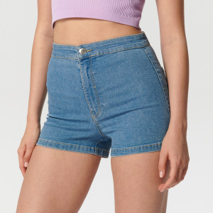 Sinsay - Szorty jeansowe high waist - Niebieski - damski - 6014J-50J