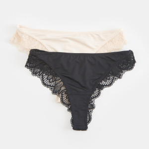 Sinsay - Confezione da 2 paia di slip alla brasiliana - Avorio - Da donna - 6030U-02X