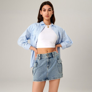 Sinsay - Spódnica mini jeansowa - Niebieski - damski - 6066J-50J