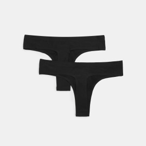 Sinsay - Majtki stringi 2 pack - Czarny - damski - 6098U-99X