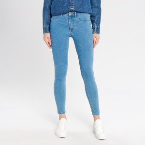 Sinsay - Jeansy skinny mid waist - Niebieski - damski - 6100J-50J