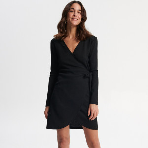 Sinsay - Rochie mini cu șnur decorativ - Negru - Femei - 6100W-99X