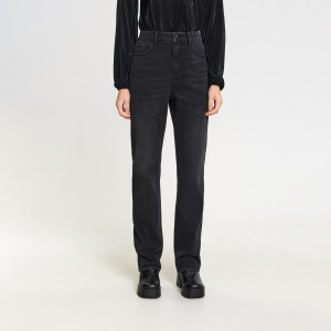 Sinsay - Jeansy straight high waist - Czarny - damski - 6189J-99J