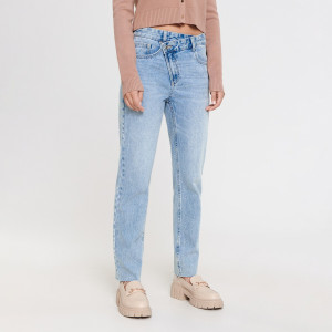 Sinsay - Jeansy straight high waist - Niebieski - damski - 6191J-05J