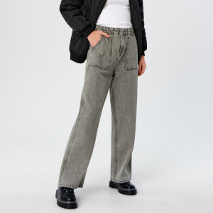 Sinsay - Jeansy wide leg high waist - Jasny szary - damski - 6194J-09J