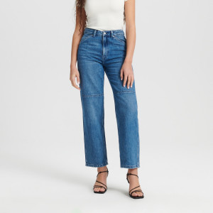 Sinsay - Jeansy straight high waist - Niebieski - damski - 6195J-55J