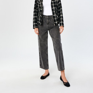 Sinsay - Jeansy straight high waist - Szary - damski - 6195J-90J