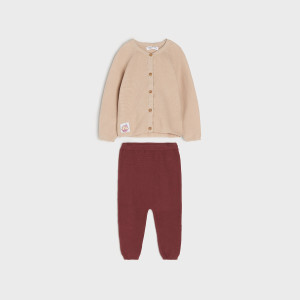 Sinsay - Komplet: sweter i spodnie - Beżowy - dziewczynka - 6208X-80X